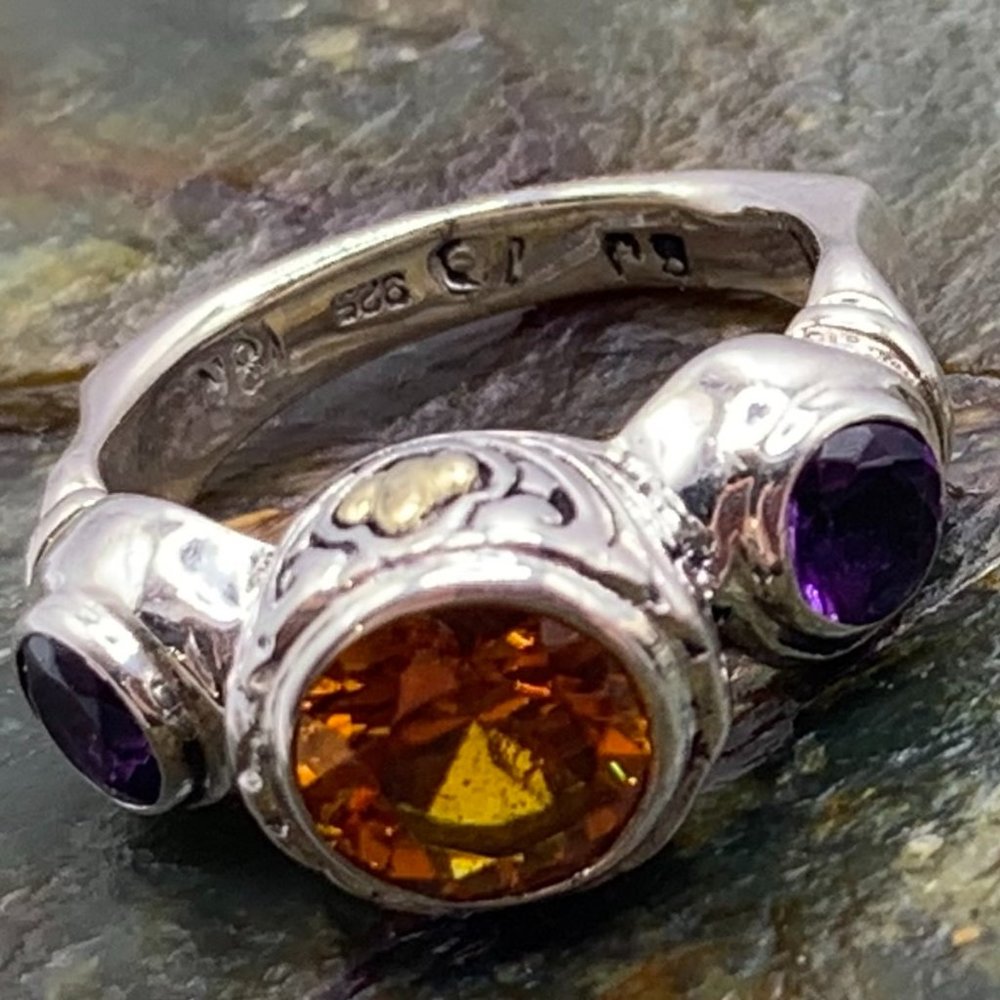 Trio Stone Sterling Silver Ring